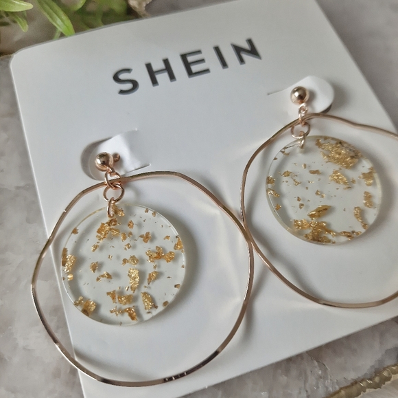 NEW Gold Hoop Drop Earrings - Picture 2 of 7